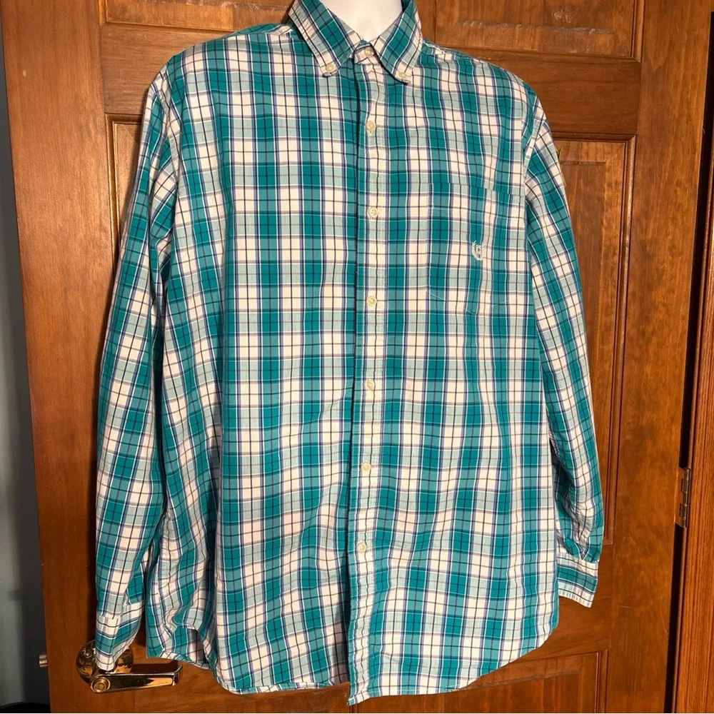Chaps Men’s XLT Stretch Plaid Oxford Button Down Long Sleeve‎ Shirt - Picture 2 of 15